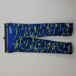 Nike Pro Blue, Black & Yellow Multicolored Leggings S